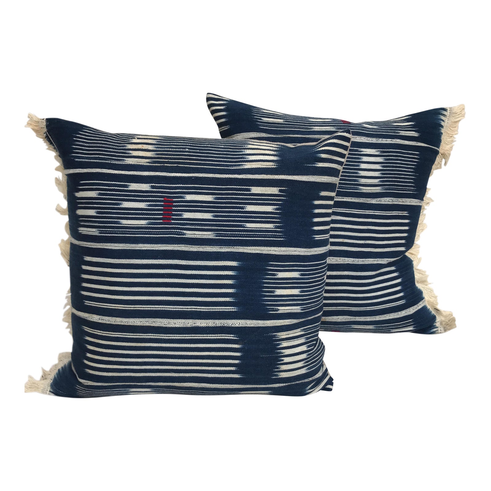 African Indigo Ikat Fringe Pillows A Pair Chairish