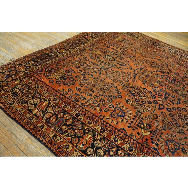Persian 1920s Raspberry Pink Classic Medallion Antique Persian Sarouk Carpet 9' 6" X 12' Knotted Wool Rug For Sale - Image 3 of 9