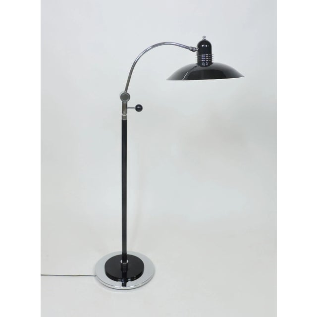 Art Deco 1930s Art Deco Streamline Machine Age Black and Chrome Adjustable Floor Lamp For Sale - Image 3 of 12