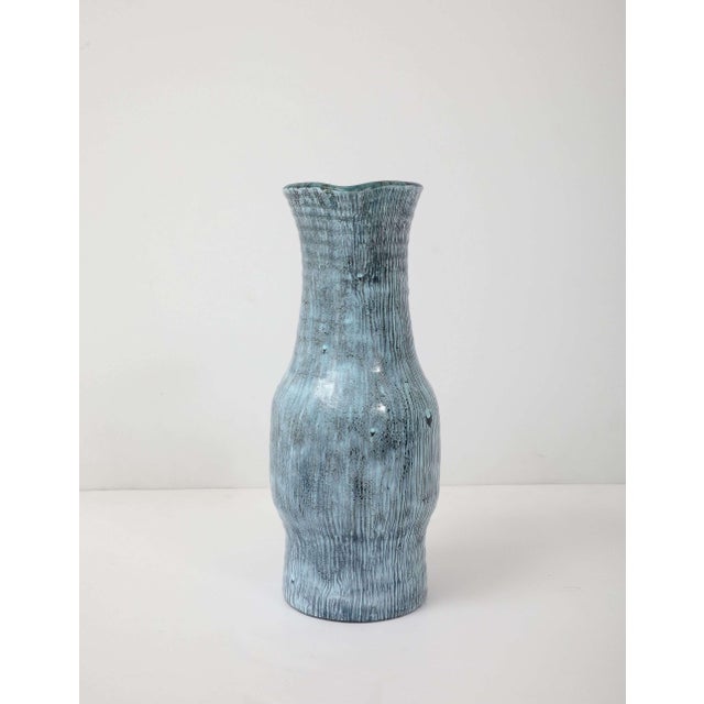 Ceramic Accolay Turquoise Striated Pitcher For Sale - Image 7 of 7