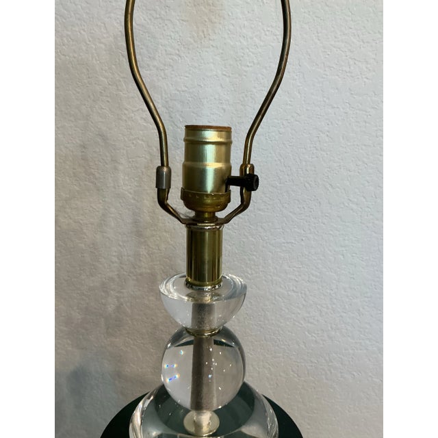1970s Van Teal Mid-Century Modern Green, Black & Gold Lucite Table Lamp For Sale - Image 9 of 12