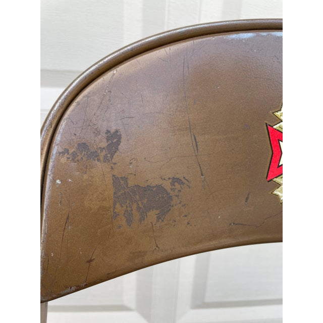 Vintage 1950s Industrial Metal Veterans of Foreign Wars Folding Chairs - Set of 2 For Sale - Image 4 of 12