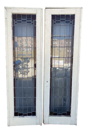 1920s French Original Stained Glass Doors - a Pair