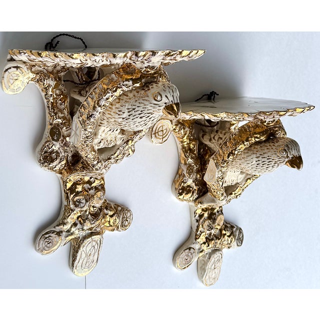 Victorian Pair of English Ceramic Bird Wall Brackets 19th Century For Sale - Image 3 of 13