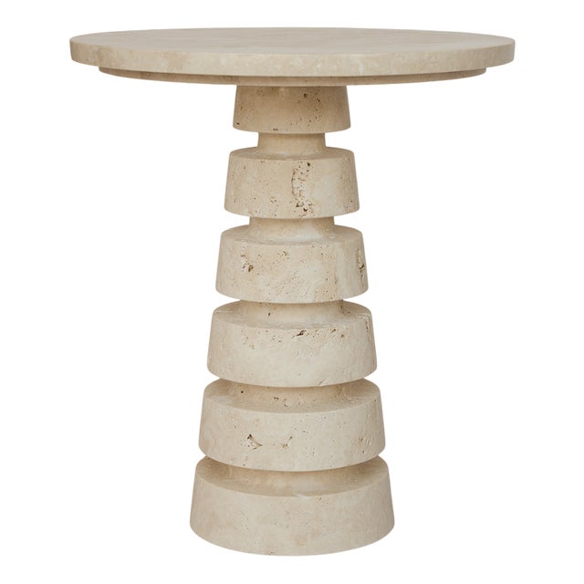 Travertine Layered Cone Side Table by Kiwano Concept For Sale