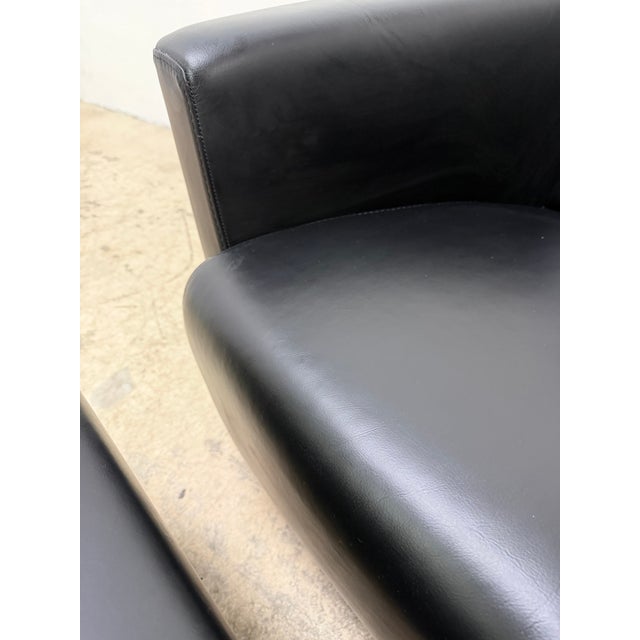 Enzo Luca Art Deco Revival Leather Lounge Chairs and Footrests, 1990s - A Pair For Sale - Image 18 of 18