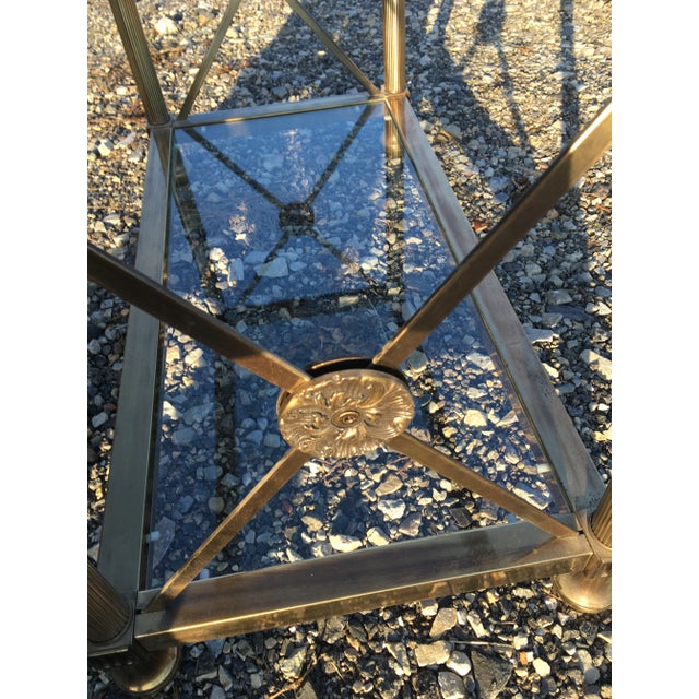 Mid Century Regency Style Solid Brass Side Table in the Manner of Mastercraft. For Sale In Philadelphia - Image 6 of 10