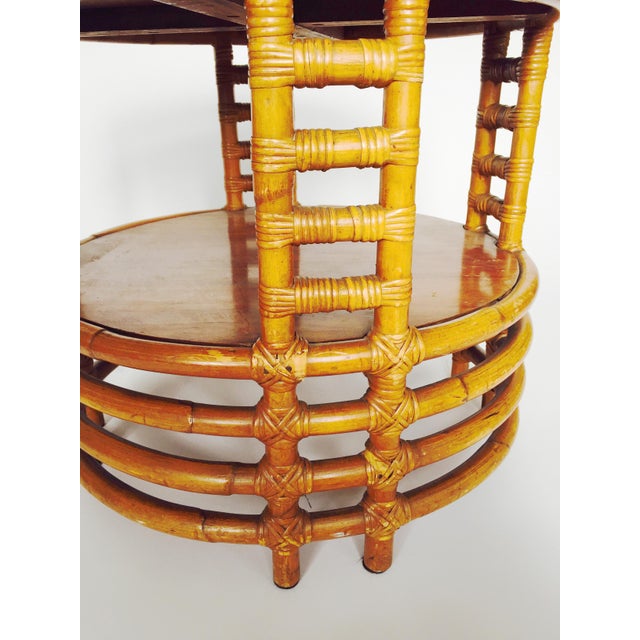 Vintage Round Bamboo Rattan Side Table Chairish