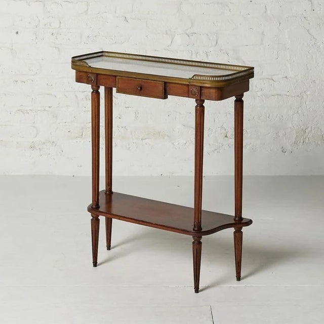 French 18th Century Louis XVI Mahogany & Marble Console Table For Sale - Image 3 of 9