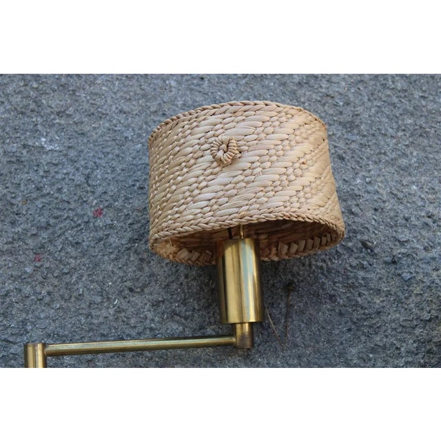 Brass and Straw Bedside Lamps, Italy, 1970s, Set of 2 For Sale - Image 11 of 16