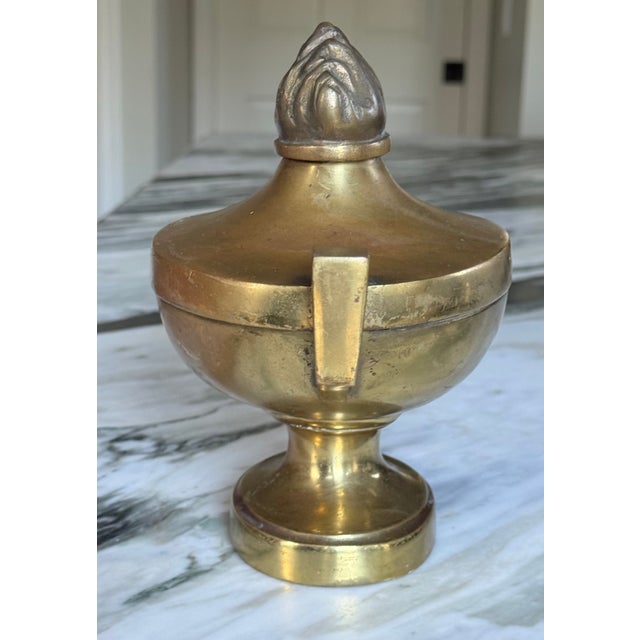 Antique Brass Gas Lantern Motif Cassoulete / Finial For Sale - Image 4 of 10
