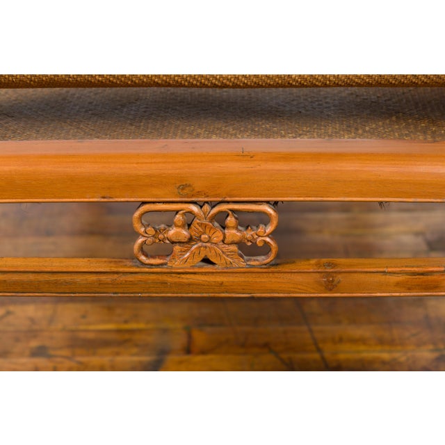 Wood Qing Dynasty 19th Century Lady's Opium Rattan Seat Daybed with Pillow For Sale - Image 7 of 12