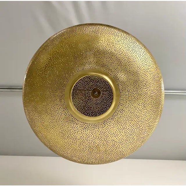 Mid-Century Modern Style Oval Spaceship Brass Pendant or Lantern For Sale In New York - Image 6 of 12