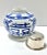 Metal Vintage Blue & White Chinoiserie Porcelain Tea Jar With Metal Lid For Sale - Image 7 of 7