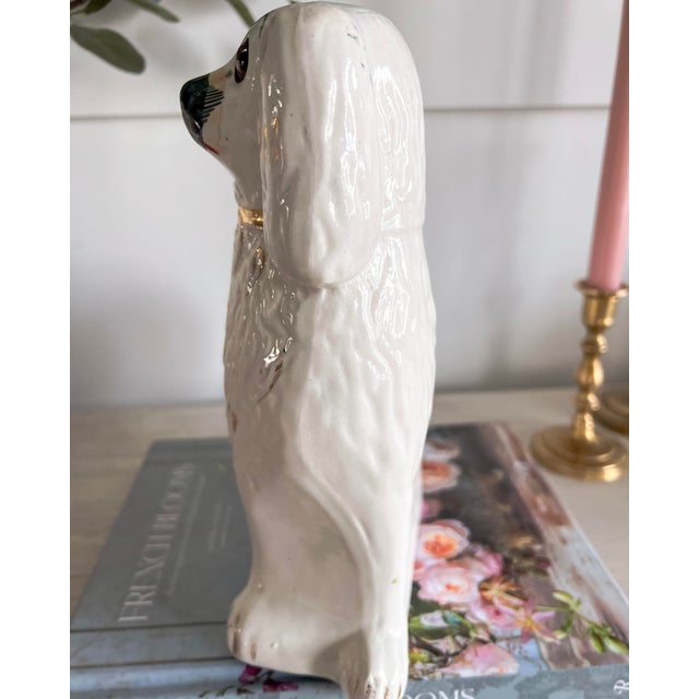 Ceramic Antique Staffordshire Spaniel Figurine For Sale - Image 7 of 11