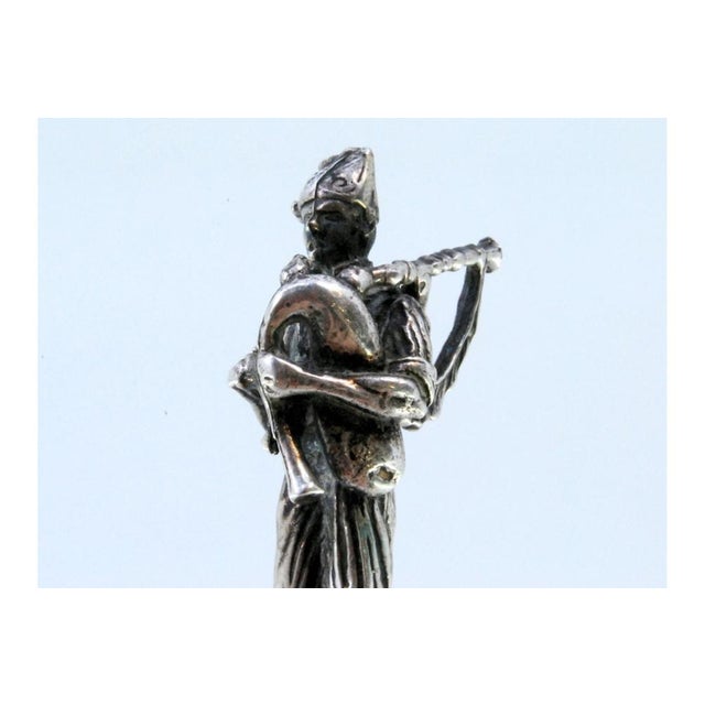Silver Silver Toothpick Holder with Bagpipe Player For Sale - Image 8 of 9
