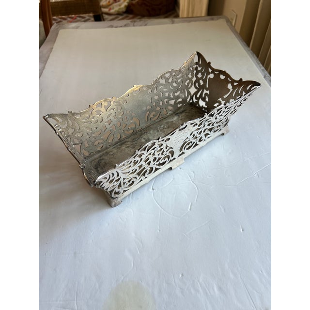 1920s Antique Forbes Silver Co #43 Silver Plate Monogram "S" Rectangle Bowl For Sale - Image 5 of 7