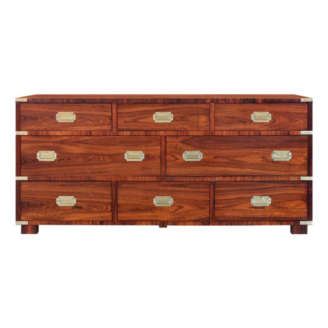 1960s Vintage Rosewood and Brass Campaign Dresser by John Stuart For Sale