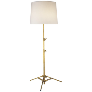 Thomas O'Brien by Visual Comfort Signature Studio Floor Lamp in Hand-Rubbed Antique Brass with Linen Shade