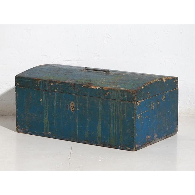 Blue Small Antique Chest with Navy Blue Patina For Sale - Image 8 of 10
