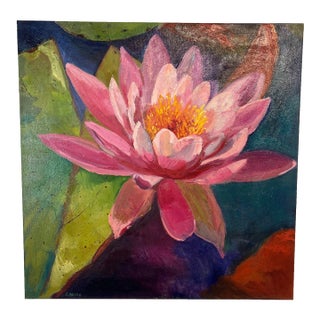 Water Lily, Original Oil Painting by Julia Lawing For Sale