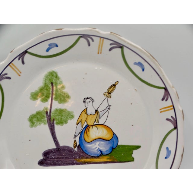 French Antique French Moustiers Plate For Sale - Image 3 of 9
