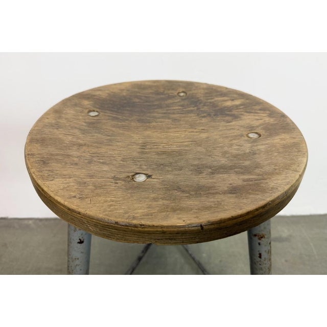 Industrial Grey Workshop Stool, 1960s For Sale - Image 16 of 18