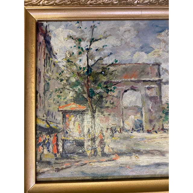French Paris Arc De Triomphe Oil on Canvas Painting, Signed, Framed, French Art For Sale - Image 3 of 5