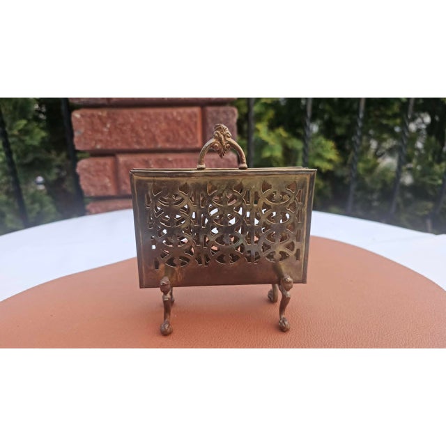Art Nouveau Brass Napkin Stand with Letters and Griffin Base, 1890s For Sale - Image 9 of 9