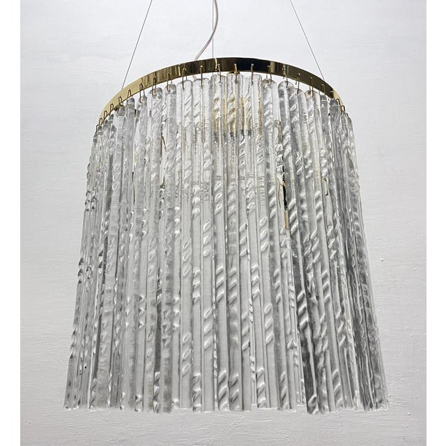 Murano Glass Rod Brass Light Pendant, 1980s For Sale - Image 6 of 12