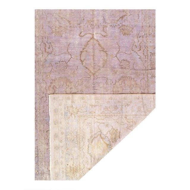 Modern Pasargad DC Modern Light Lavender Hand Knotted Vintage Rug For Sale - Image 3 of 3