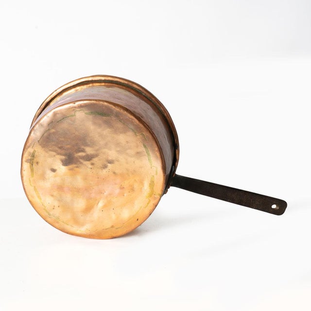 Antique Copper Pot With Lid and Iron Handle For Sale - Image 6 of 7