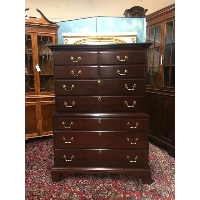 English Vintage Chest on Chest, Mahogany Tall Chest of Drawers, Lexington Furniture For Sale - Image 3 of 15