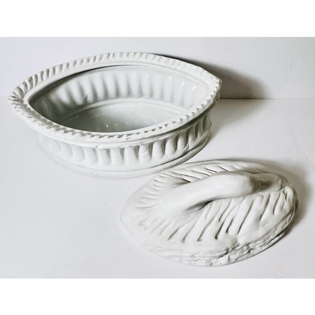 Mid 20th Century Vintage French White Majolica Pillivuyt Goose Terrine For Sale - Image 5 of 7