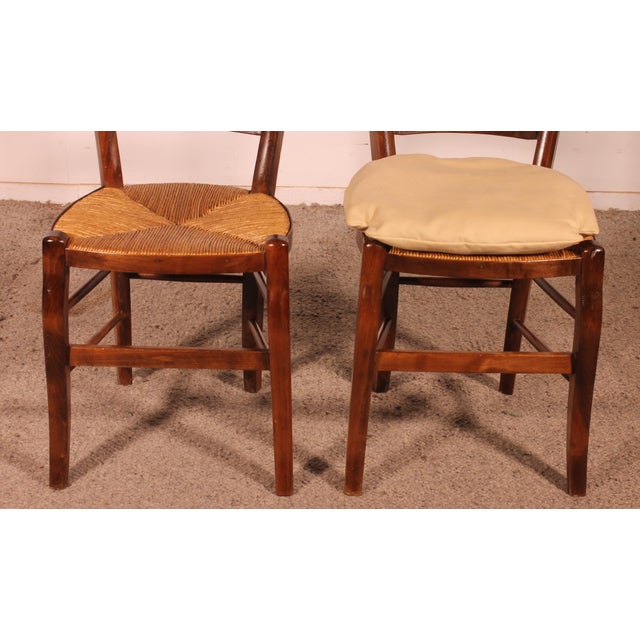 Straw-Seated Cherrywood Chairs, 1970s, Set of 8 For Sale - Image 4 of 13