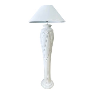 Serge Roche Style Postmodern Banana Leaf Plaster Floor Lamp For Sale