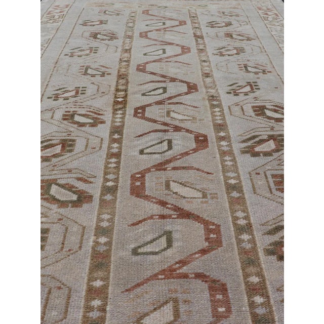 Brick Red Vintage Turkish Oushak Unique Tribal Design in Earth Tones 3'5"x6'2" For Sale - Image 8 of 10