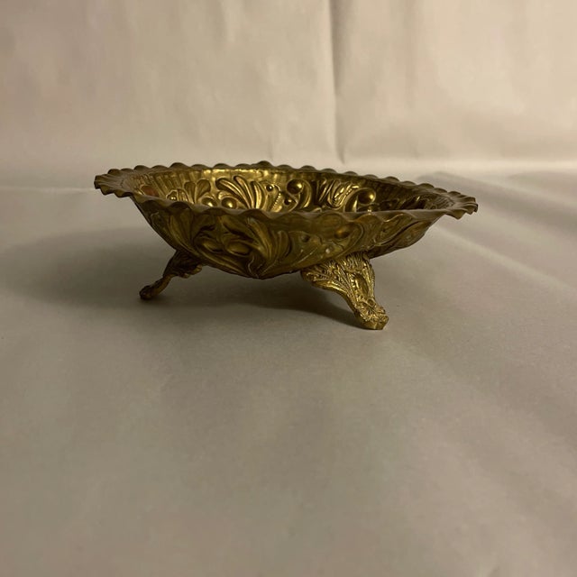 Mid 19th Century Antique Gilt Brass French Repousse Bowl For Sale - Image 6 of 8