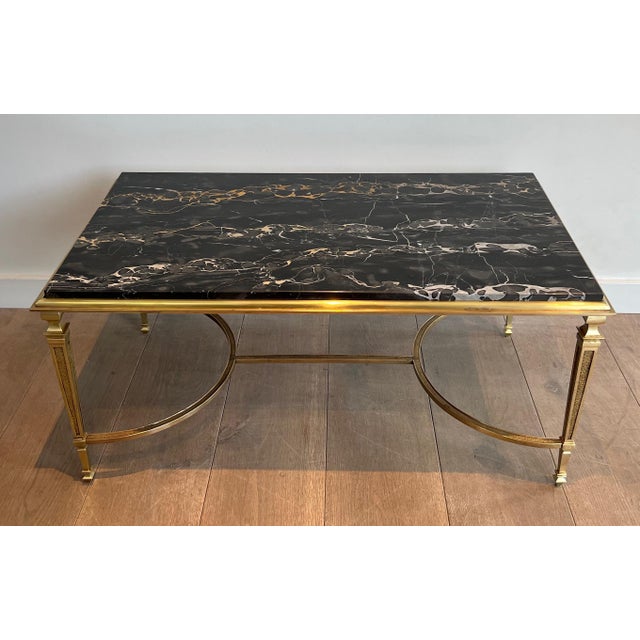 1940s Bronze coffee table with black Portor marble top in the style of Maison Jansen For Sale - Image 12 of 12
