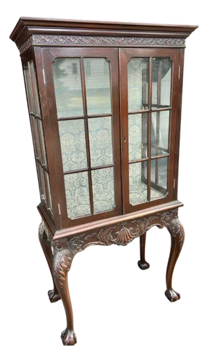 Carved Mahogany Vitrine Display Cabinet