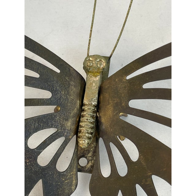 Vintage Set of 3 Brass Butterfly Wall Hangings For Sale In San Diego - Image 6 of 13