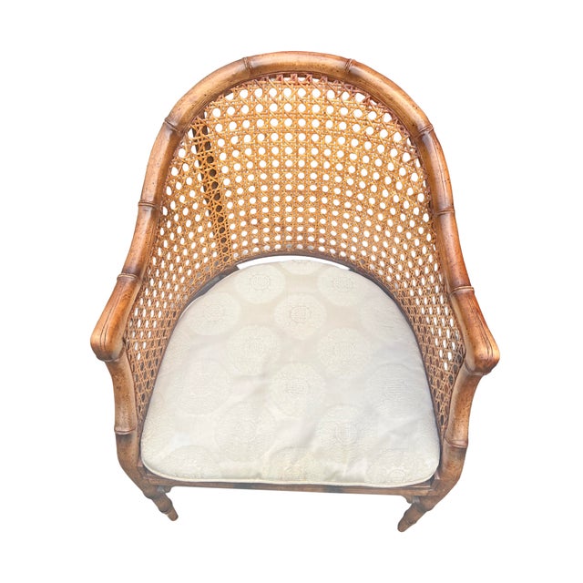 Vintage Faux Bamboo Accent Side Chair With Rattan Cane Back For Sale - Image 4 of 7
