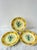 Quimper France hand-painted mustard and butter yellow plates with blue and orange bird, blue and green floral design and...