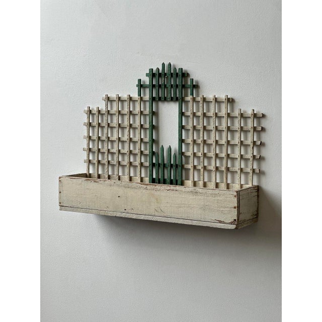 Vintage Handmade Painted Wood Trellis Wall Box, Circa 1930s-40s For Sale - Image 4 of 12