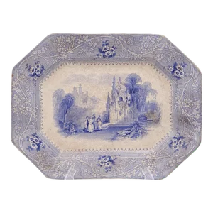 18th Century Staffordshire Blue and White Platter in the "Columbia" Pattern