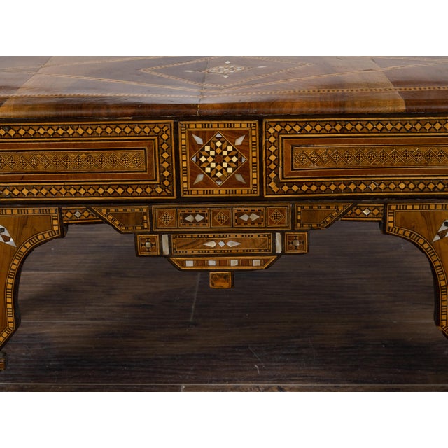 Moorish Style Moroccan 1900s Armchair with Mother of Pearl Geometric Inlay For Sale - Image 12 of 12