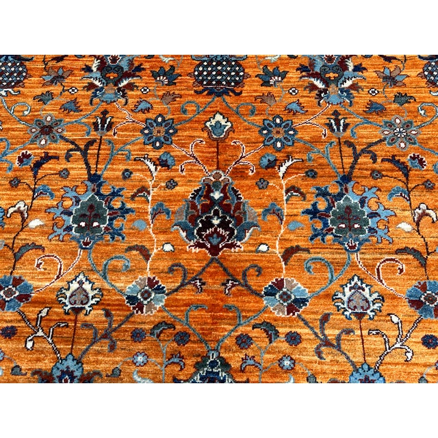 Rust Afghan Sultani Hand-Knotted Wool Rug - 9'8" X 8'1" For Sale - Image 11 of 14