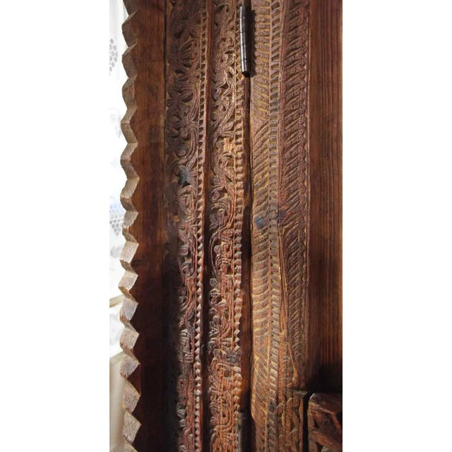 Antique Carved Teakwood Doors in Frame For Sale - Image 4 of 10