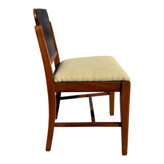 1930s 1930s Art Deco Walnut French Vanity Chair Newly Upholstered For Sale - Image 5 of 17