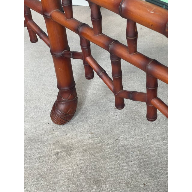 Vintage Faux Bamboo Newly Upholstered Bench, Palm Fabric Chairish